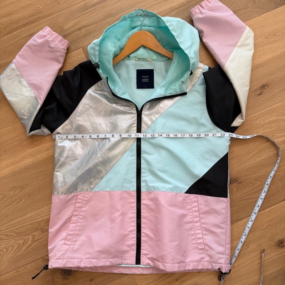 Women's Colorblock fleece lined Jacket - Black, Silver, Mint, Pink - Size Large - Picture 4 of 8